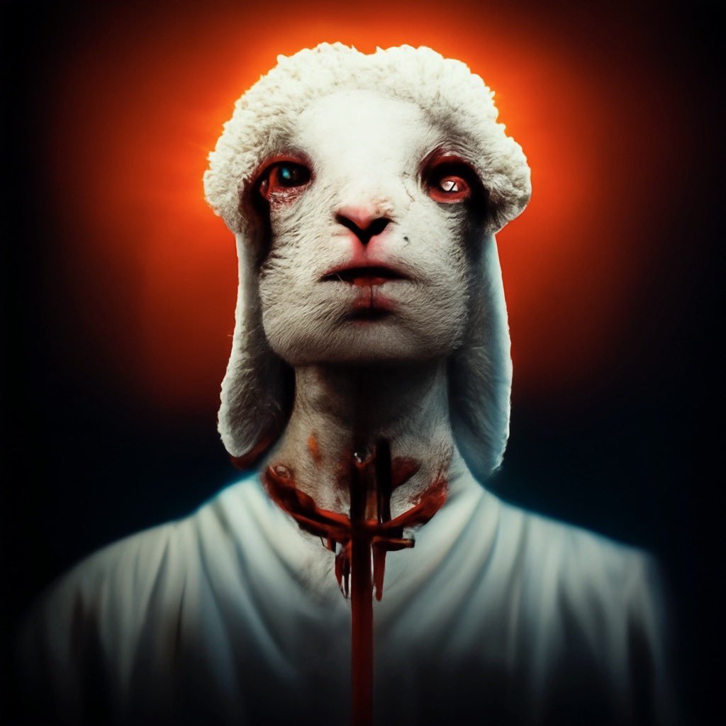 So we ran @CultOfTheLamb through AI art generator <a href="/midjourney/">Midjourney</a> and no one is allowed to sleep anymore.