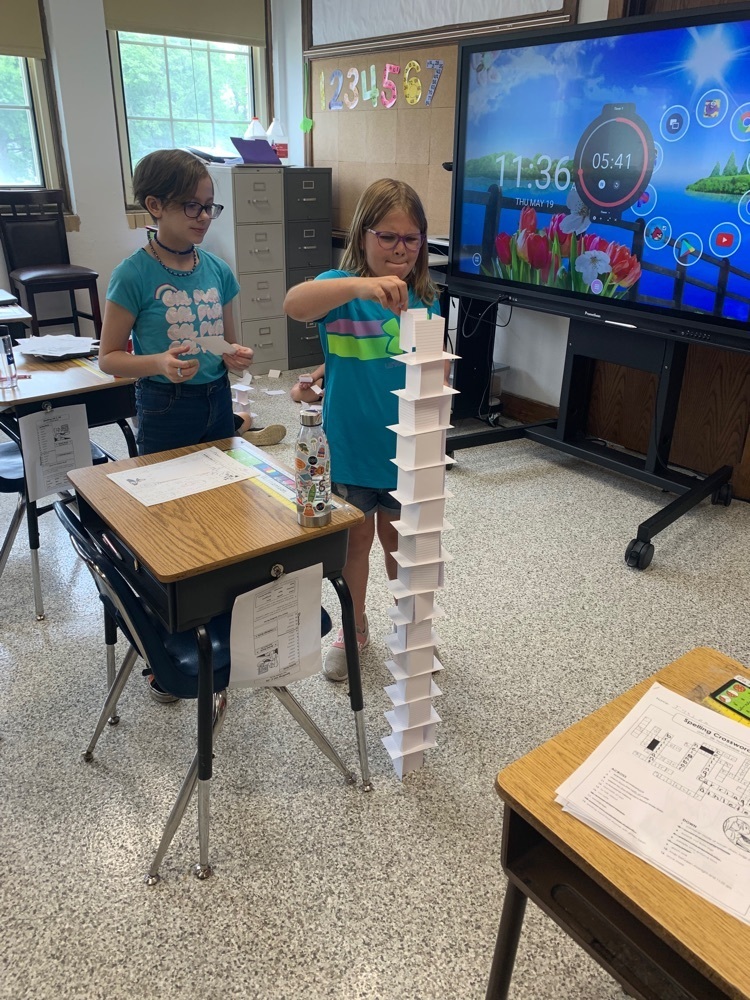 HSD5HE's tweet photo. Mrs. Belford’s class has been learning about being engineers this week. They worked in groups building towers out of different materials to discover what would work and what wouldn’t. https://t.co/fSPK6h6rm5