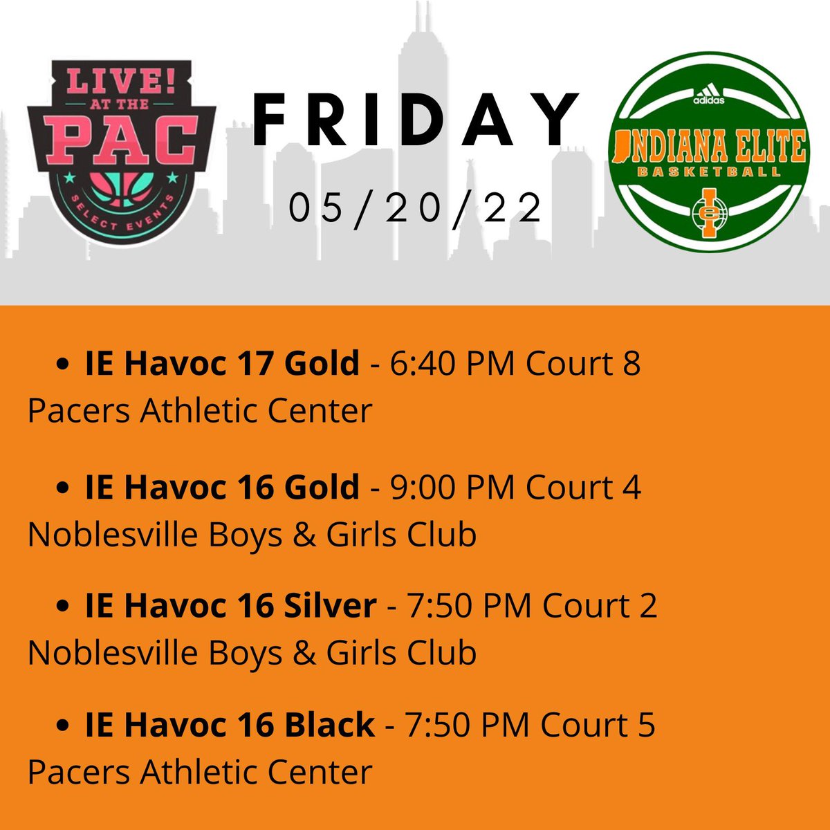 IBCWBB's tweet photo. Make sure to catch our IE Havoc teams in action this weekend! ⬇️⬇️
#IEFamily 

🏆: LIVE At The PAC
🗓: 05/20-22/22
📍: Westfield, IN https://t.co/CzYgMD4SYG