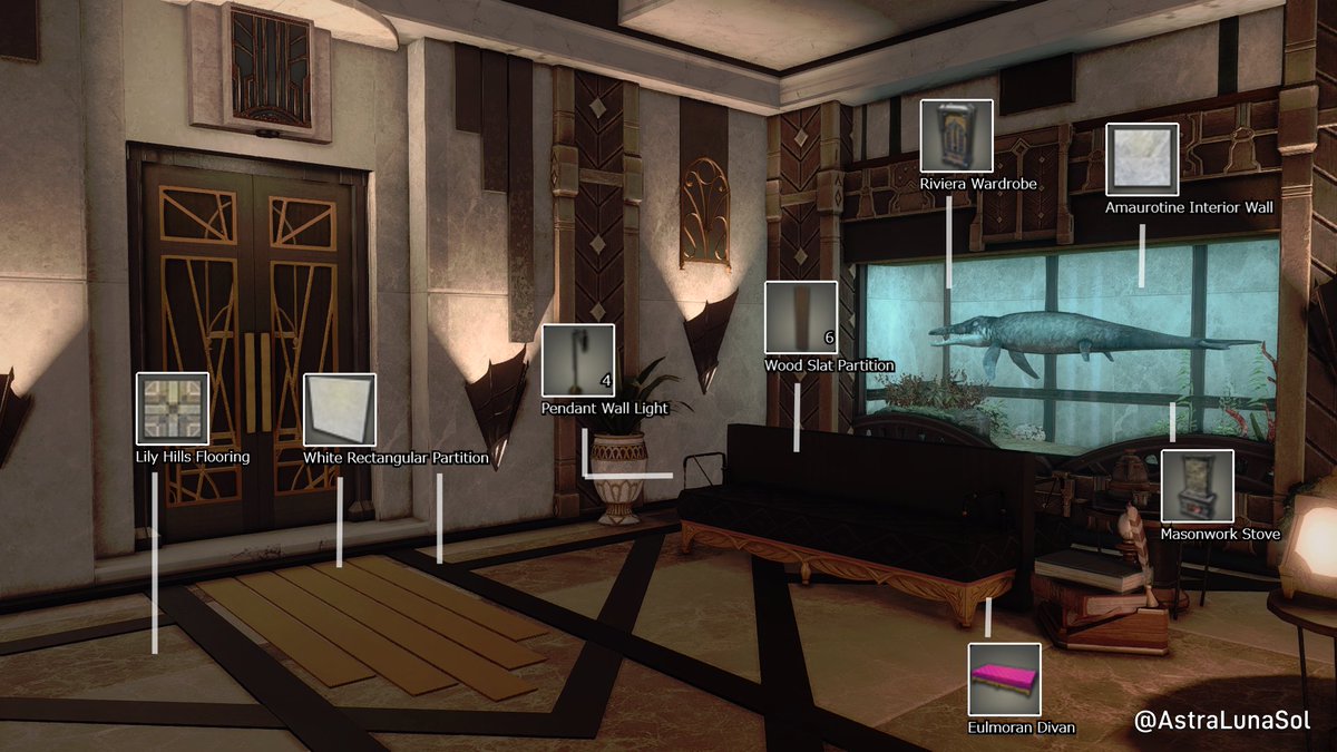 Here are breakdowns of some of the aspects of my Amaurotine Lounge.

#FF14ハウジング #FF14housing #ffxivhousing #HousingEdenConcept
