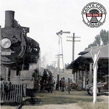 SantaCruzTrains's tweet photo. Southern Pacific passenger train at Capitola, 1920s. Courtesy @capitolamuseum #capitolamuseum Colorized using @DeOldify #deoldify #santacruztrains #californiahistory #santacruzcounty #capitola #southernpacific #southernpacificrailroad #traindepots https://t.co/aML8Gw5L64