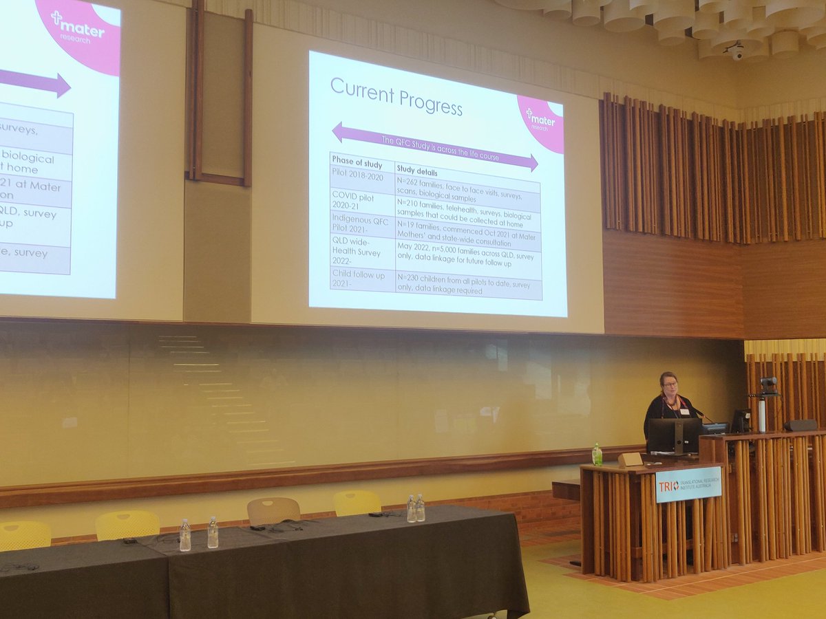 DrDanBorg's tweet photo. Fearless leader @QLDFamilyCohort @VickiClifton842 discussing current progress of the #QLDFCS at the QLD Family Cohort. Couldn't do this without everyone's support @MaterResearch @UQ_News @Griffith_Uni @QUT https://t.co/fYy2LNnpV1