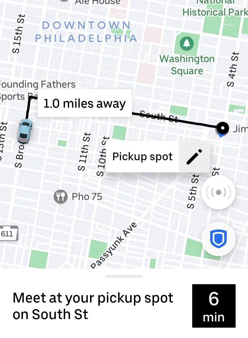 Rev_Enforcer's tweet photo. Hey @Uber_Support @Uber I've been waiting for almost an hour for this pickup. He gets close, then turns around and goes further away or just sits in the same spot. He could at least give me the courtesy and cancel the ride so another driver could pick me up. #Uber #UberProblems https://t.co/isHt3eGOl3