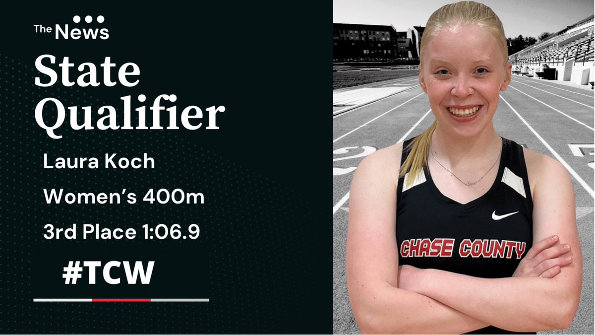 CoachBudke's tweet photo. Laura Koch qualifies in the women’s 400m placing 3rd 1:06.9. #TCW #StateBound @TheChase_Online @TrackInKansas https://t.co/l9Bfz1ytmy