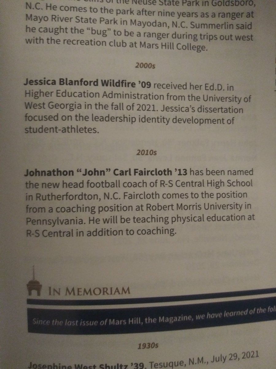 Idk if you're getting old when you get a shout out in the alumni magazine but ill take it!