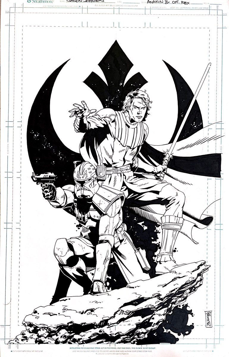 JasonJohnsonArt's tweet photo. I posted this a couple weeks ago for May the 4th, but this color job by @Kheme51 on my Anakin and Cpt. Rex piece deserved a side by side comparison for the anniversary of #RevengeoftheSith! Great job, B. #comics #comicart #StarWars https://t.co/4pdiGeydoc