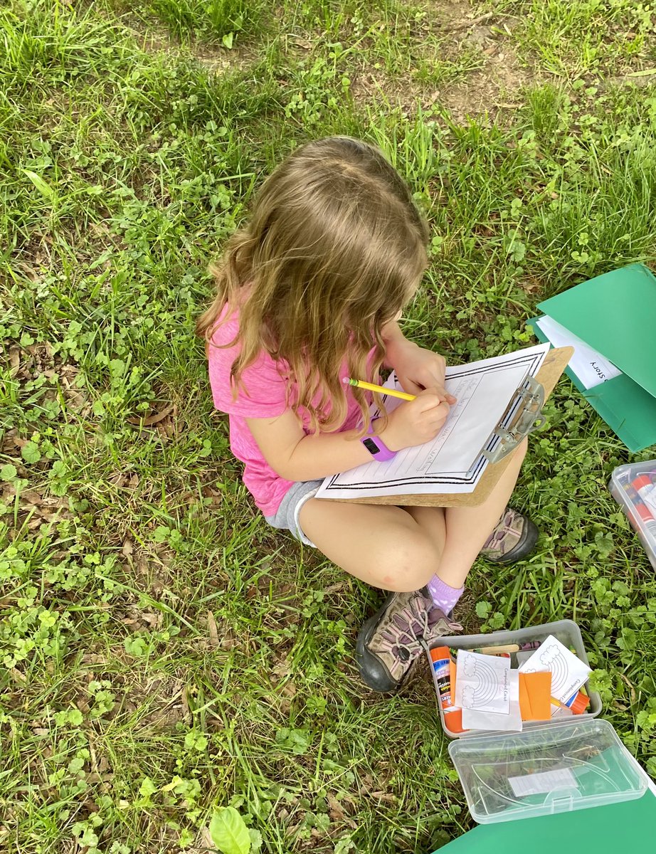 RachelGrade1's tweet photo. Writing our fiction stories outside and enjoying the weather. ☀️✏️ https://t.co/E4lYjQ3dnM