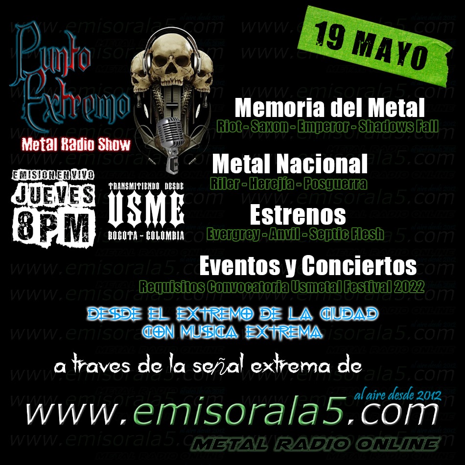 Estaremos sonando en <a href="/emisorala5Metal/">emisorala5 online</a> con nuestro nuevo sencillo. Jueves 19 de marzo a las 8 pm!
<a href="/PuntoExtremoMet/">Punto Extremo MetalRadio Show</a> 

#radio #NewReleases #Deathmetal