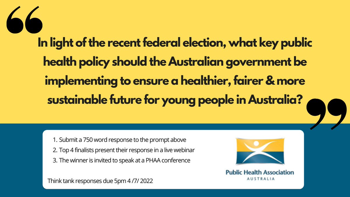 ICYMI: The SYPPH have launched the 2021 Student Think Tank Competition! Submit a 750-word response to the prompt below before July 4th to win! phaa.net.au/about-us/stude…