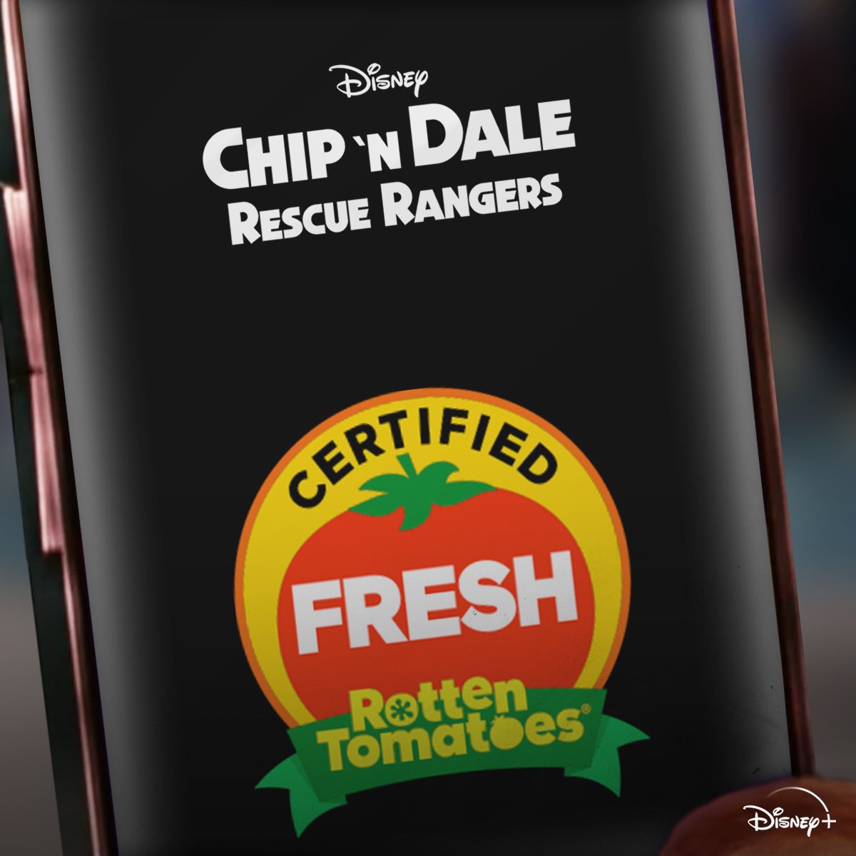 RescueRangers's tweet photo. Certified FRESH! 🍅

Chip ‘n Dale: #RescueRangers, an Original movie, is streaming TOMORROW‼️ on @DisneyPlus. https://t.co/3QKae6yuCG