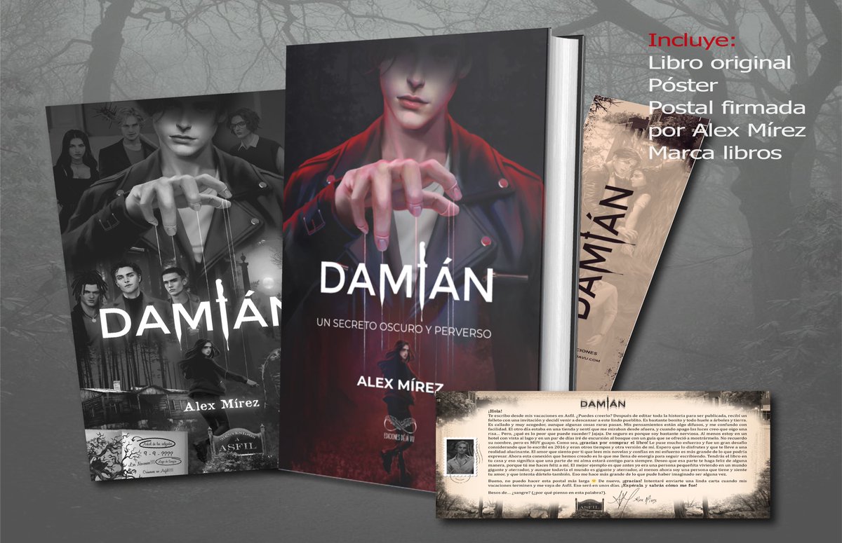 dejavuediciones's tweet photo. CONCURSO INTERNACIONAL por el libro Damián de @MirezAlex con: Caja + póster + postal firmada + marca libros. Lo único que tienen que hacer es darle RT a este tweet y seguir esta cuenta. Se seleccionará por una página de sorteos confiables. https://t.co/qF9h9C0xp5