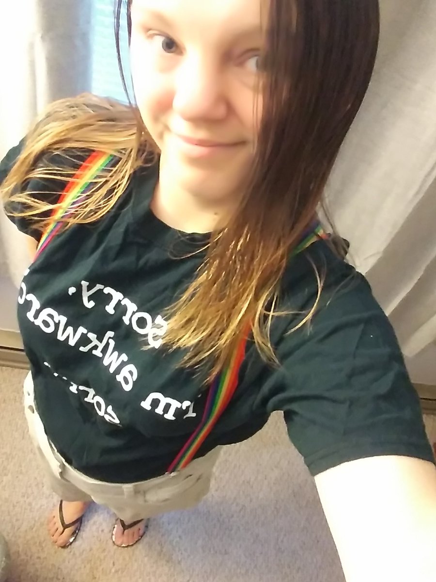 AlliCat028's tweet photo. Got my rainbow suspenders on. Along with the only t-shirt that slightly screamed Barba. ๐๐๐ the shirt says "Sorry. I'm awkward. Sorry." #SVU23 #BarbaIsBack #RaรบlEsparza #EsparzaNation #LGBT โค๐๐ https://t.co/FFYZTD3vjE