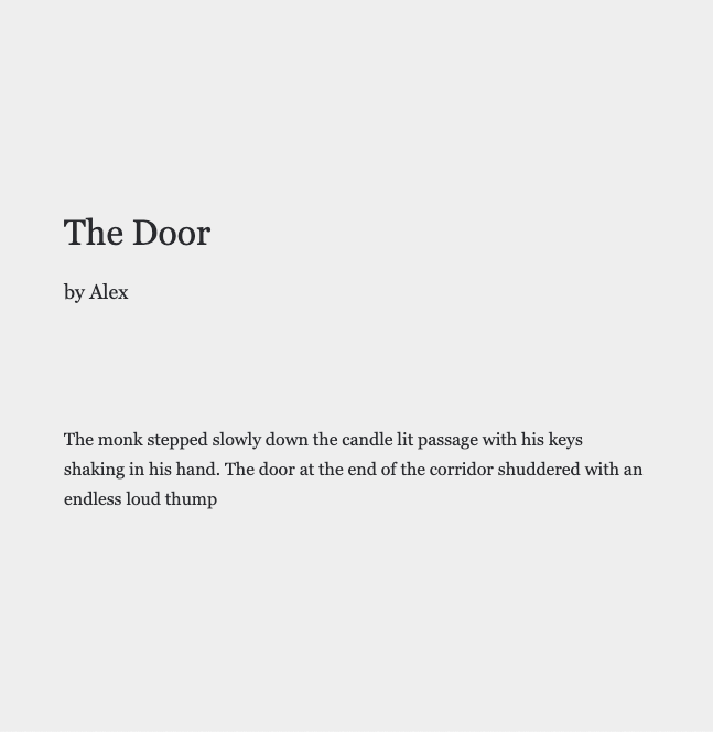 uncookd_'s tweet photo. by Alex

The Old Man's Cabin

https://t.co/4Vde5sH8h1

Below The Ice

https://t.co/xveapKdVPc

The Midnight Visit

https://t.co/nssYrpMmnY

The Door

https://t.co/QEaFh07Brp

New Shoes

https://t.co/m8KxMMI5s3

#horror #HorrorCommunity #HorrorFam #WritingCommunity #writerslift https://t.co/ugI8Dlcdyz