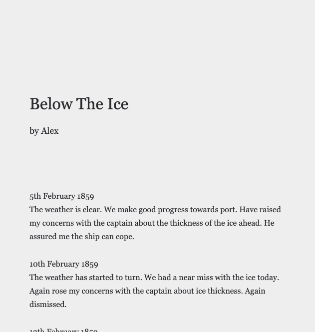 uncookd_'s tweet photo. by Alex

The Old Man's Cabin

https://t.co/4Vde5sH8h1

Below The Ice

https://t.co/xveapKdVPc

The Midnight Visit

https://t.co/nssYrpMmnY

The Door

https://t.co/QEaFh07Brp

New Shoes

https://t.co/m8KxMMI5s3

#horror #HorrorCommunity #HorrorFam #WritingCommunity #writerslift https://t.co/ugI8Dlcdyz
