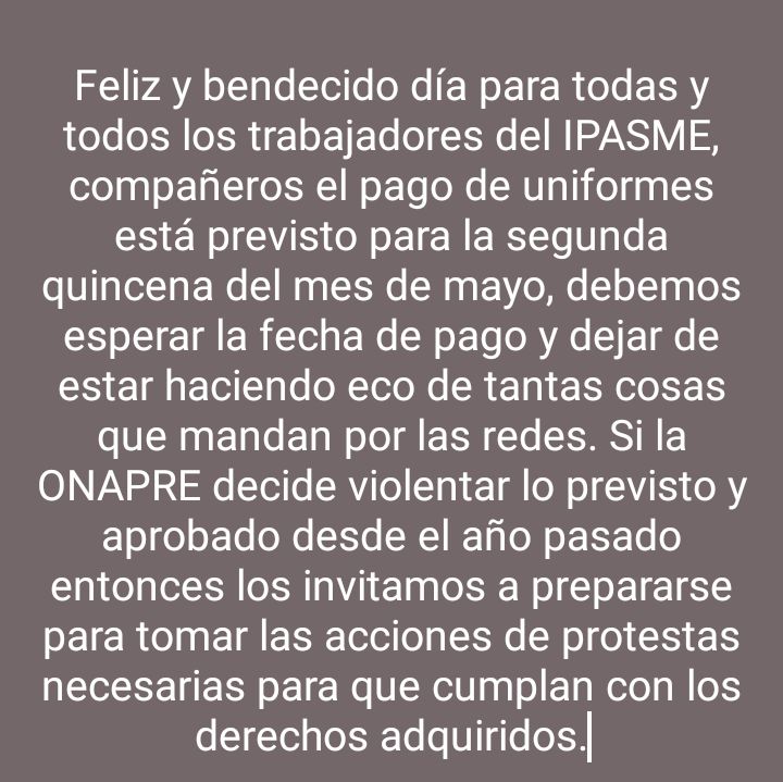 jerldavinci's tweet photo. @onapre_oficial @IpasmeOficial @torrealbaf @SuntraIpasme @NicolasMaduro  los trabajadores del IPASME exigimos respeto a la constitución, la ley del trabajo y a los beneficios adquiridos en convenciones colectivas y actas convenio https://t.co/wUBHbuMm8g