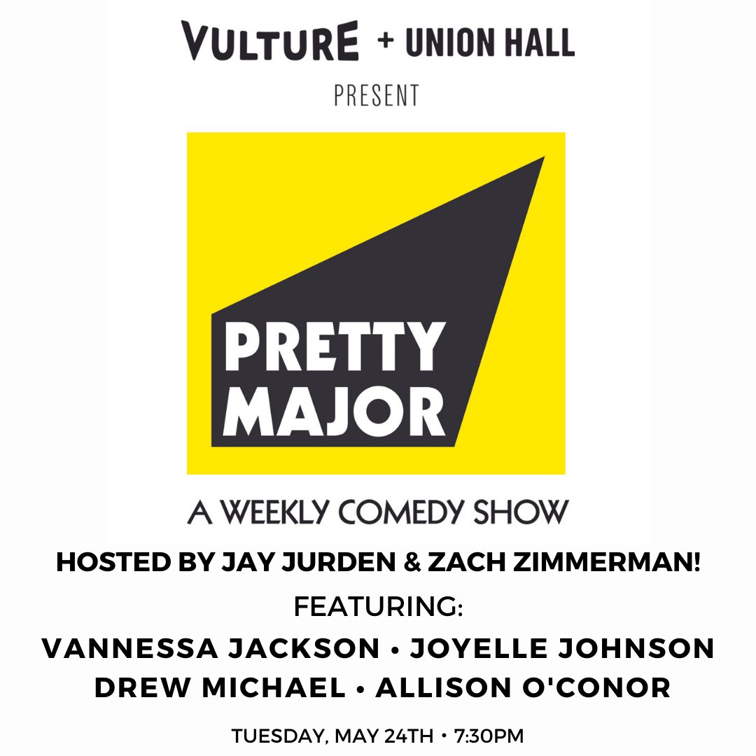UnionHallNY's tweet photo. PRETTY MAJOR is back this Tuesday 5/24 with another stellar lineup of performers hosted by @zzdoublezz and @JayJurden!
With Special Guests:
β @joyellenicole
β @veryvannessa_
β #DrewMichael
β @allisonoconor & more!
Tickets & Details: https://t.co/Yplya1e8pb https://t.co/ztTC7JpSPZ