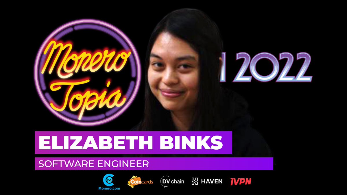 monerotopia's tweet photo. Next #Monerotopia22 video up: @elizabethereum LIVE in chat 💬(TMRW 5.20.22) at 11AM-EDT/5PM-CET for the premiere: #Monero Interoperability & Layer 2! 🚨Subscribe: https://t.co/9VxOZcX9Vp
Thank 🙏🏽 u to our Sponsors: @CakeWallet @MoneroCom
@CoinCards @ivpnnet @DV_Chain & @HavenXHV https://t.co/XETUZv1VxN