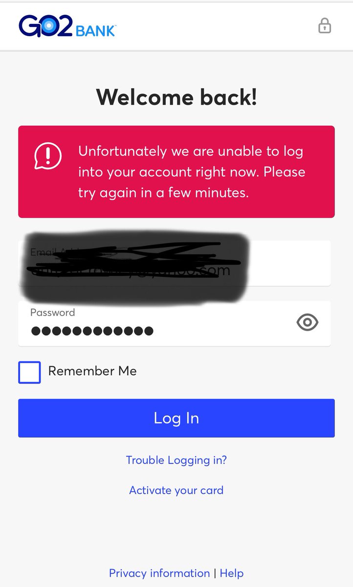 Birdshit20's tweet photo. @officialGO2bank I can’t log in so often on any of my 5 devices! This has been happening for over a year! Sure you guys email me reassuring it’s being sorted out , yet this still occurs! Who wants a bank that you can’t log into? Ffs! https://t.co/P35n2t8Fib