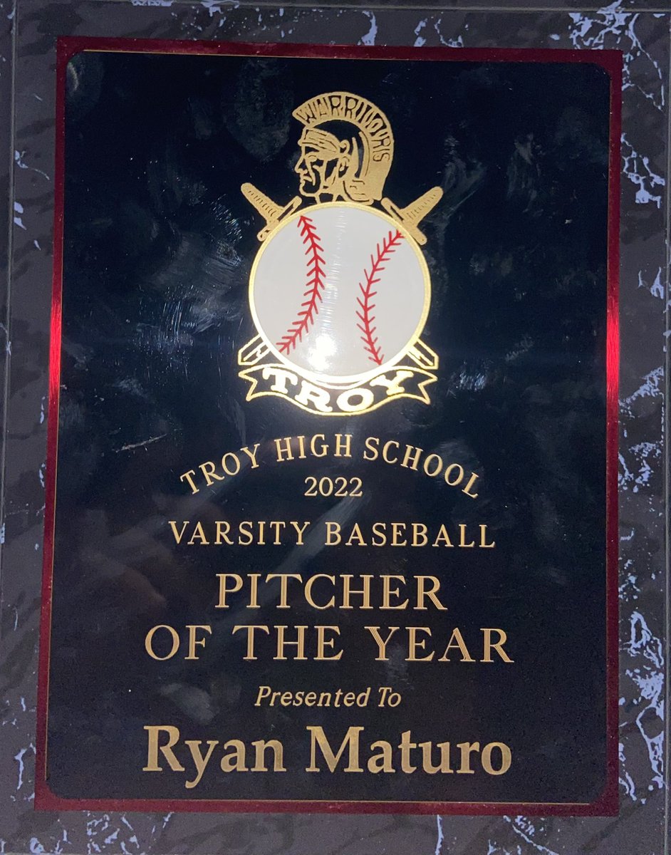 RyanMaturo50's tweet photo. Troy Baseball Banquet - Successful 2022 junior season, earning Scholar Athlete honors, Troy HS Pitcher of the Year, and 1st-Team All-League Honors! https://t.co/6Q2J3qtHpO