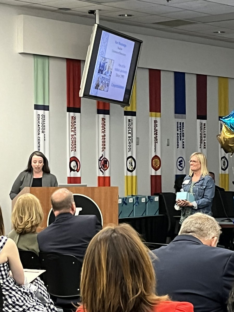 runningteachmom's tweet photo. It’s getting real! Thank you @WalledLkSchools for the retirement recognition tonight. Thank you @carlinc3 for your very kind words. Hard to believe I’m almost done! #CommElem https://t.co/2yVhRnbLrE