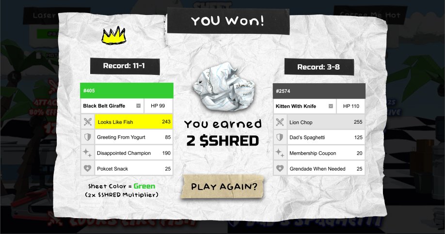 SheetFighterNFT's tweet photo. 🪙$𝐒𝐇𝐑𝐄𝐃

When you win or lose, you’re gonna see your record and your $SHRED reward. And a nice lil’ crown.

#SheetFighter https://t.co/qw99BpyaKq