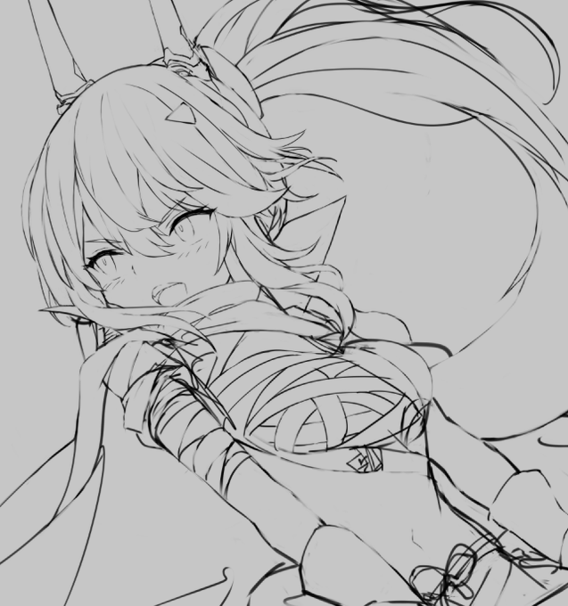 Ayanami Nightfall Raiment sketch drawing. Maybe I'll let her fight with one of the Elden Ring Boss. 