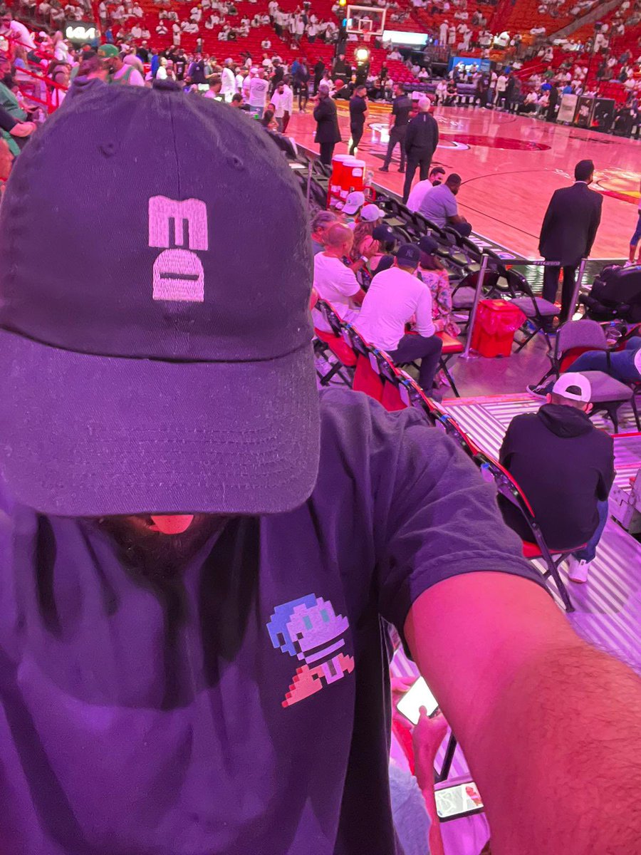 CryptoBasedGod's tweet photo. @biscaynelaw at the @NBA eastern conference finals in Miami!! Rocking that #monkemerch @MonkeDAO https://t.co/FxNhz97ZHM