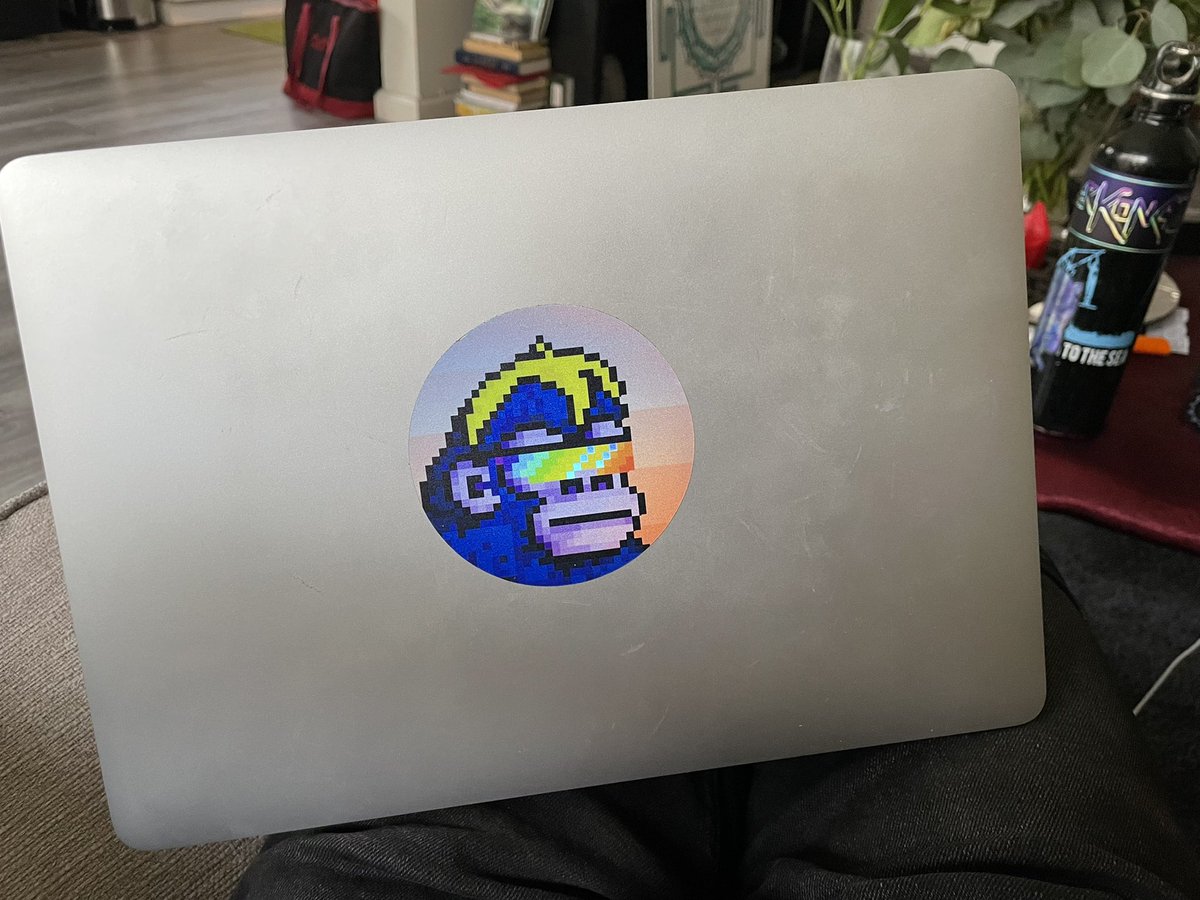 _red_pill_'s tweet photo. Got my @CyberKongz hoodie in the mail and it came w some dope stickers.   Found the perfect spot for this one.
Can I get an !ooh #cyberkongz https://t.co/geOq6INw2k
