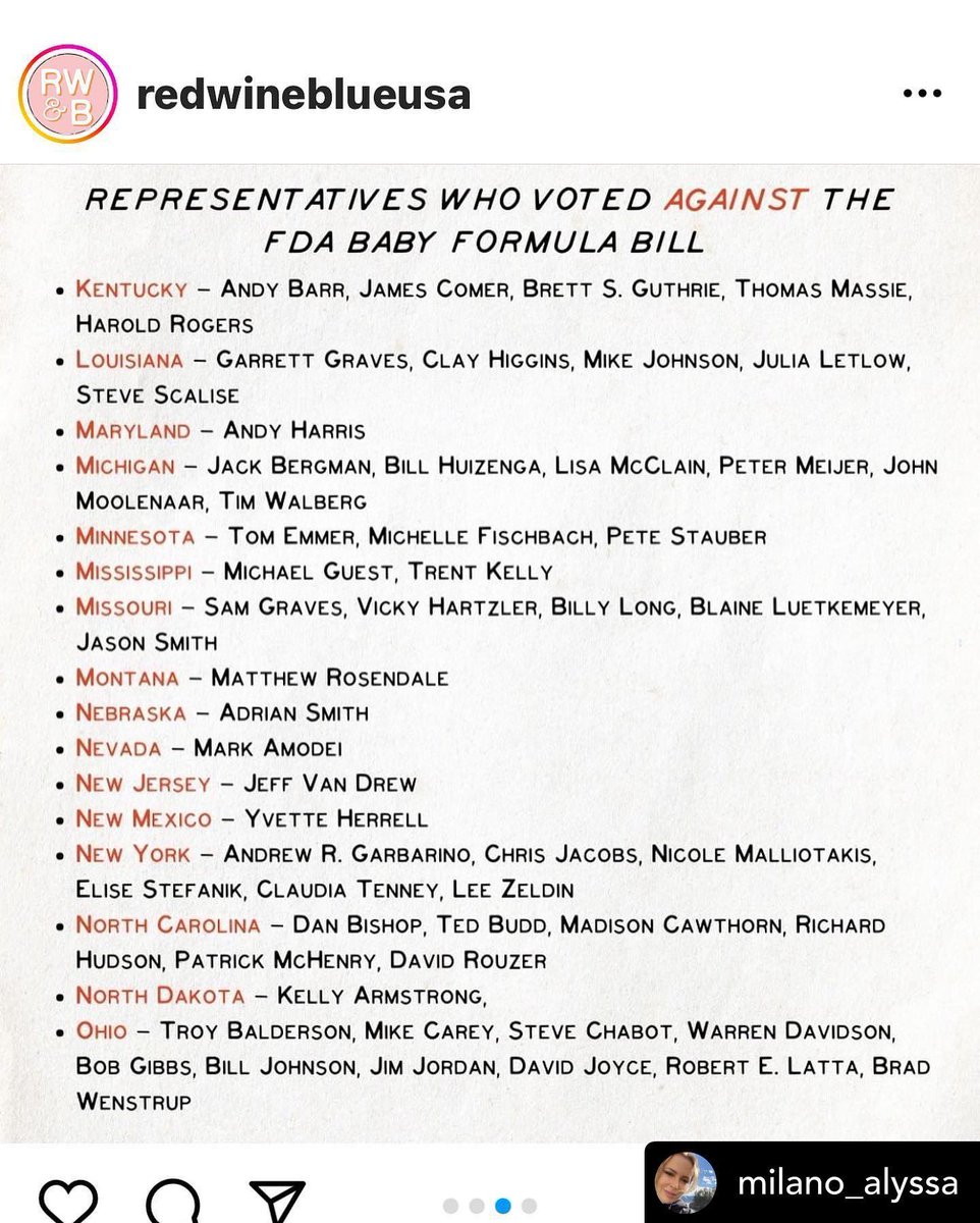 JeriLRyan's tweet photo. These 192 Republicans voted AGAINST the FDA baby formula funding bill. 
They have ZERO interest in helping you. 
VOTE. THEM. OUT.

📸 https://t.co/ZMjZpUHyYf via https://t.co/Th7Sgal9hg https://t.co/HejAVasPpa