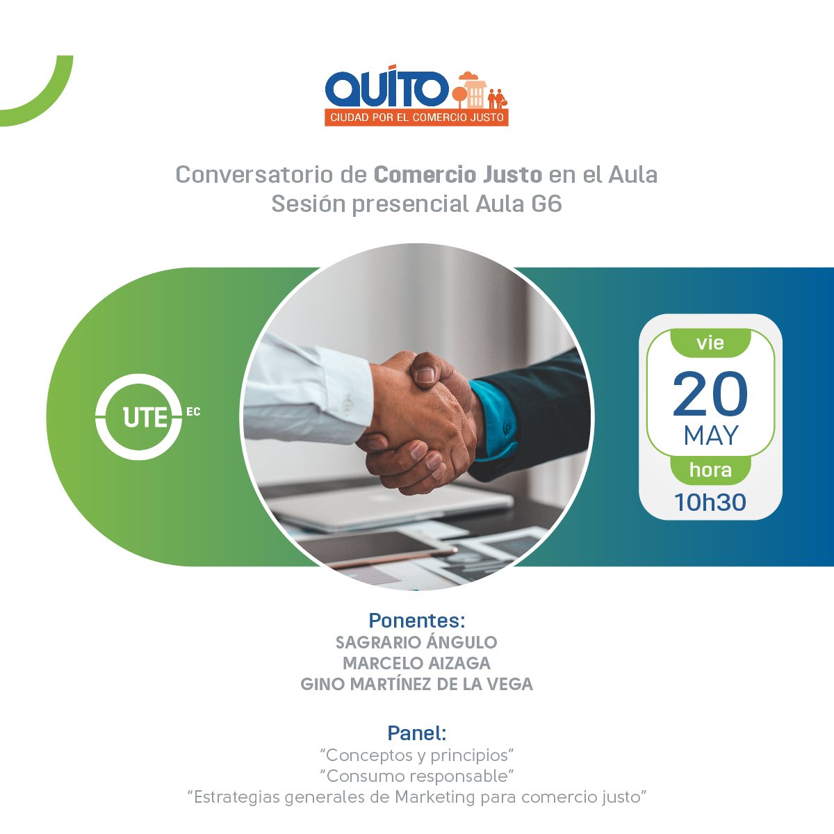 UTEoficial's tweet photo. #FCAUTE 👩🏻‍🏫 | Este viernes los invitamos al Conversatorio #QuitoComercioJusto organizado por nuestra Facultad de Ciencias Administrativas.

📅20 de mayo.
⏰10h30.
📌Facultad de Ciencias Administrativas. Aula G6. Frente a la Biblioteca Occidental. https://t.co/BvSDhMgDgm