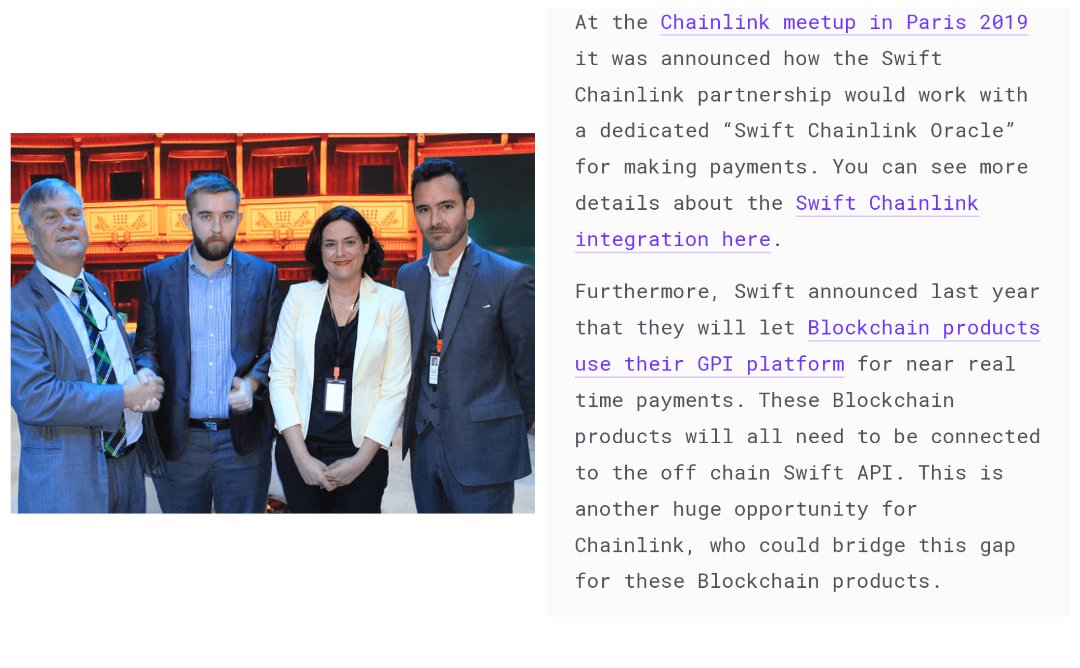 $link swift talk heating up... Figured peeps need to be reminded incase they don't know. The Swift Chainlink partnership started back in 2016 when Smart Contract (Chainlink) won an award at the Innotribe Industry Challenge, an event run by Swift.
#iykyk