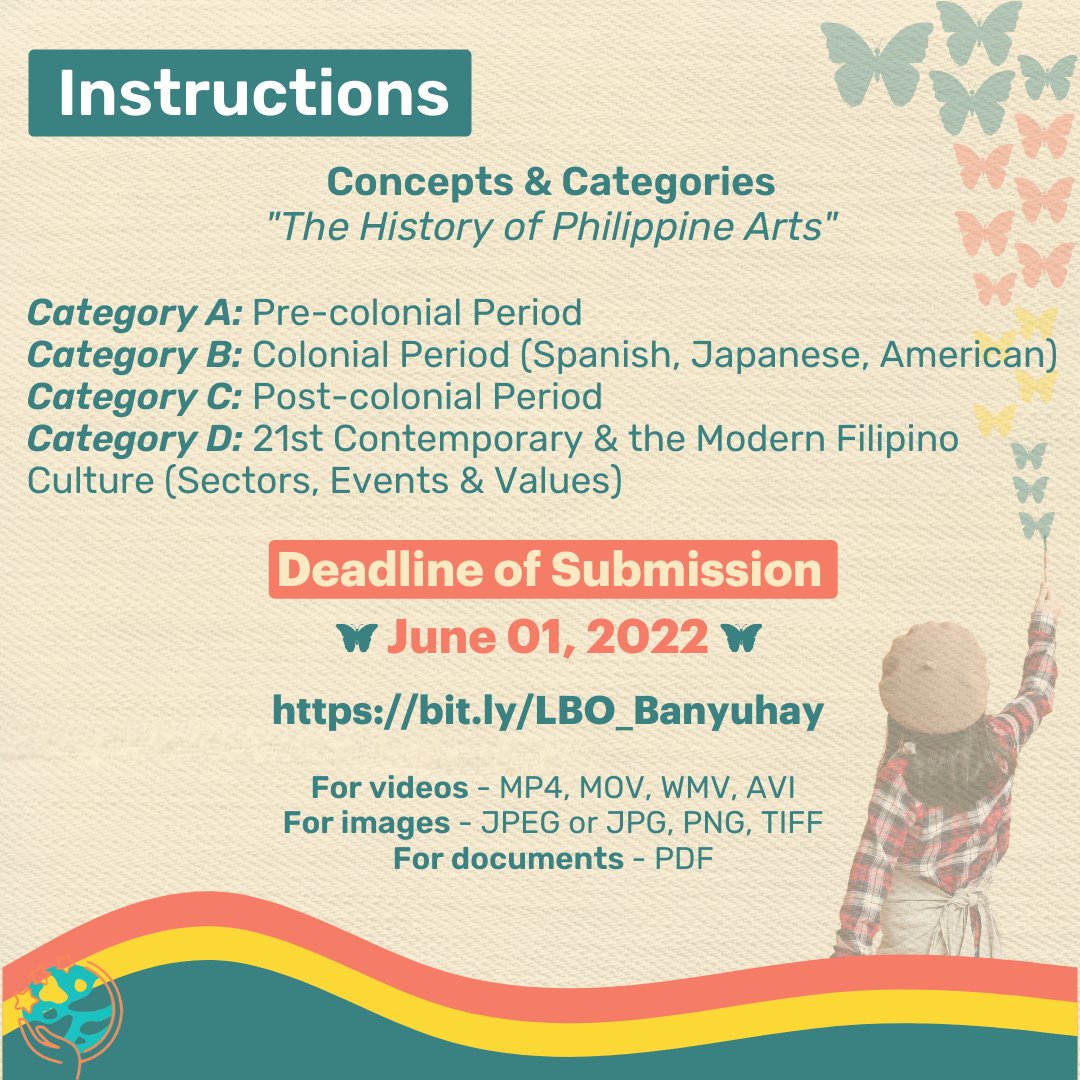 likasbayan's tweet photo. Join us as we journey through the history and evolution of arts in the Philippines, featuring the works of talented Likas Bayan members and Filipino artists all around the world. 🇵🇭

If you wish to participate and promote your own artworks, carefully read the pubmats below. ✨ https://t.co/exChrN9UOM