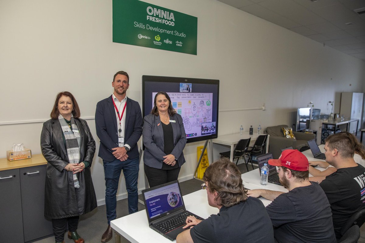 OmniaInclusive's tweet photo. In #Albury, we launched our first Omnia Fresh Food Skills Development Studio to complement our mini-@Woolworths training supermarket! Huge thanks to @FujitsuAU for providing laptops &amp; @CiscoANZ, a #Cisco Webex Board to enable our participants to further enhance their skills. https://t.co/CS7Q5lUpPm