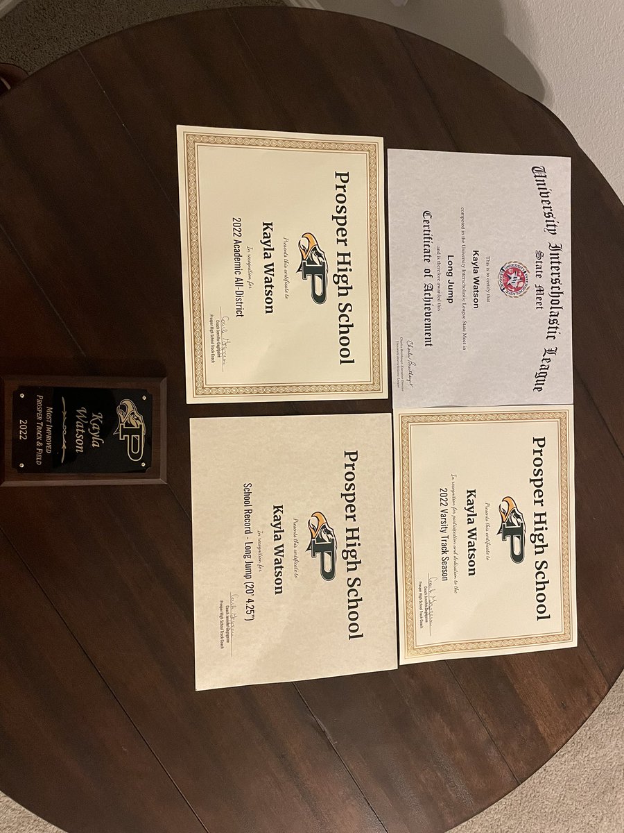 It has been a great school season 
-Academic all district 
-Most improved
-State qualifier and medalist 
-School record breaker