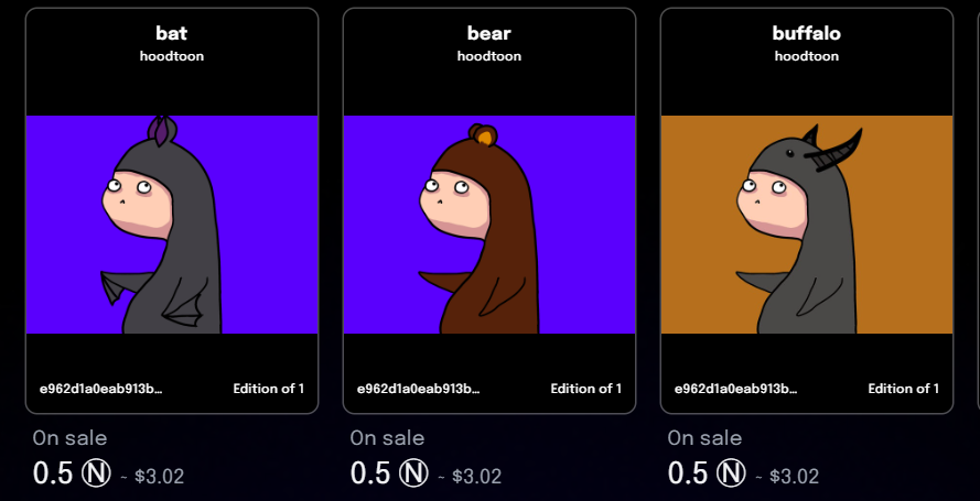 new drop

0.5 NEAR 
#NFTCommmunity  #NFTcollections  #NFTTHAILAND 
#NEARProtocol  #nearNFTs   
paras.id/collection/hoo…