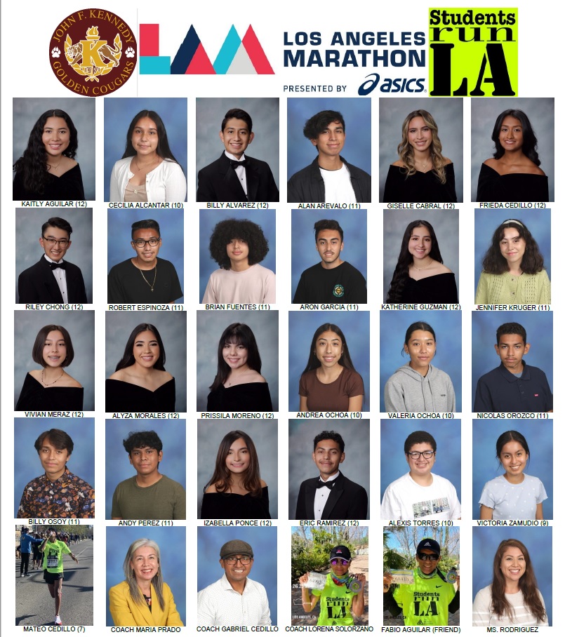 In September 2021 Coaches Gabriel &amp; Mrs. Prado began training with 25 student runners for 7 month with the goal of running the LA Marathon: 26.2 miles. On Sunday, March 20 they completed the LA Marathon. Kennedy is so proud of our SRLA Cougars going the distance. Congratulations!