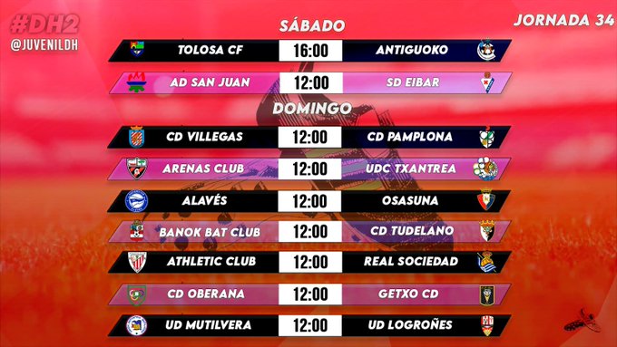 Horarios Jornada 34 DH2