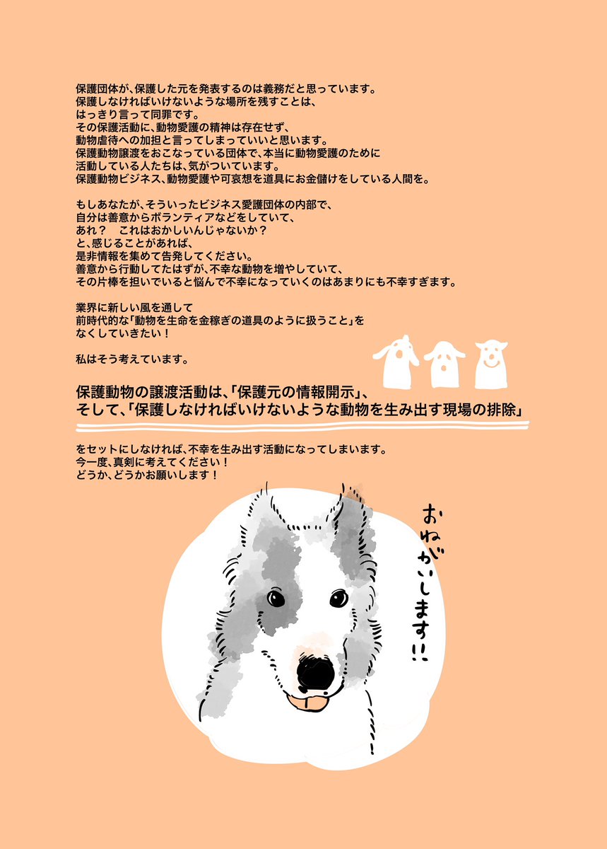 保護犬の譲渡会へ行ったが 団体の発言に不審なところが多すぎて辞退した話 インスタ映えで高く売れる 寄付金の額も審査に入る Togetter