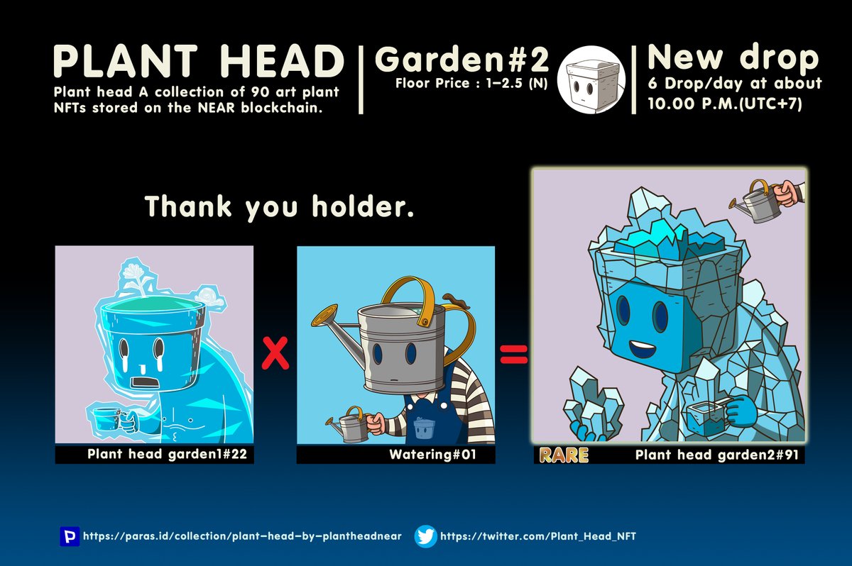Thank you holder. <a href="/mC1201535/">⚔️🛡️🗡️🔮💎シノア~Z || Shiinoaz💎🔮🗡️🛡️⚔️</a> 
Plant head garden 2 A collection of 90 art plant NFTs stored on the NEAR blockchain.
paras.id/collection/pla…

#PARASnft #nearNFTs #NFTCommunity #NFT #nftking #nftcollector #NFTworld #NEAR #NFTProject