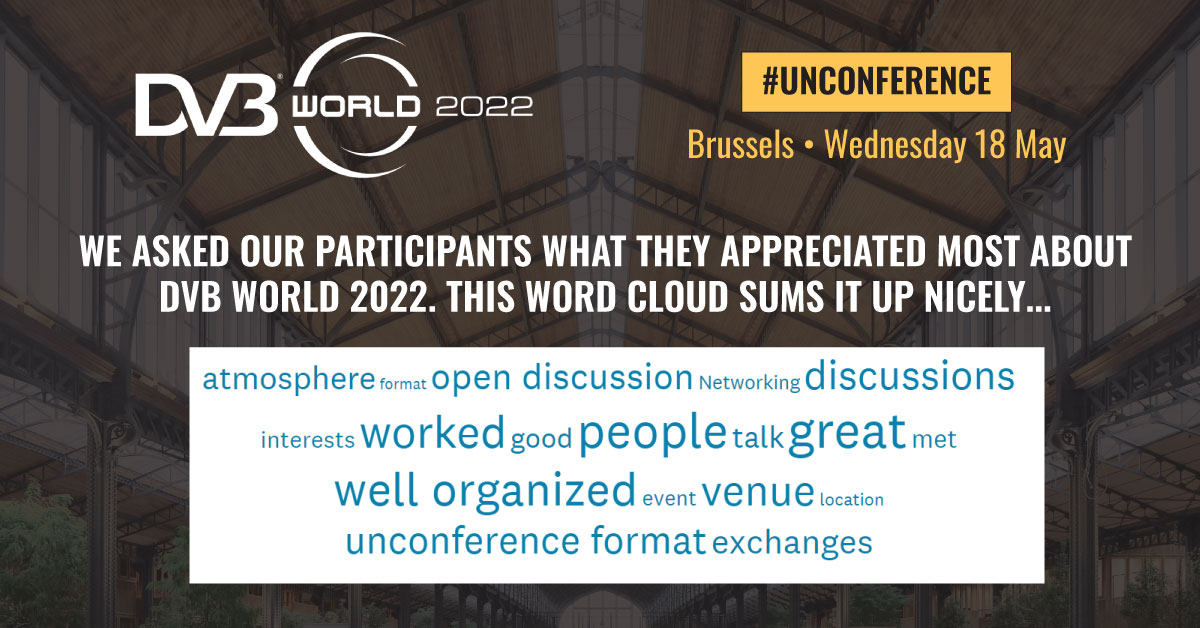 DVB_Project's tweet photo. The word cloud speaks for itself... #DVBWorld #unconference https://t.co/OBtEo05Dn0 https://t.co/iEwCEwAvlN