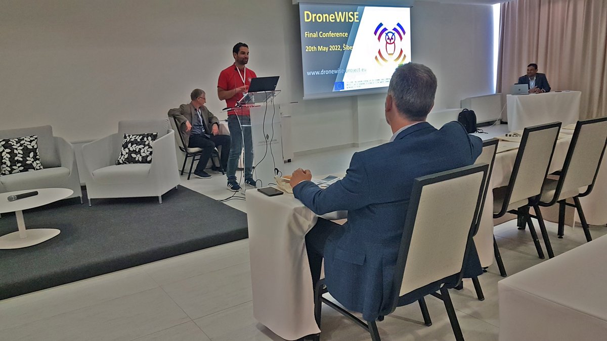 DroneWISE_EU's tweet photo. The Final conference of the DroneWISE-project has started! 🚀
Dr. Holger Nitsch, Project Coordinator, and Filip Bonačić, welcomed all the participants. We can now showcase what we have done.

#counteruav #trainig #cuas https://t.co/Gdm2z9ixAa