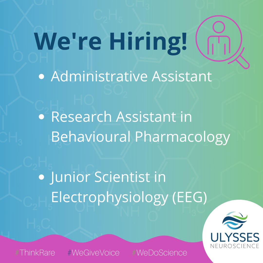 ⭐ We're hiring! ⭐ ✨ Careers - ulysses-neuro.ie/careers/ ✨ Please read our company manifesto - ulysses-neuro.ie/manifesto/ #ulyssesneuroscience #neuroimmunology #ThinkRare #WeGiveVoice #WeDoScience #neuroscience #jobfairy #neuropharmacology