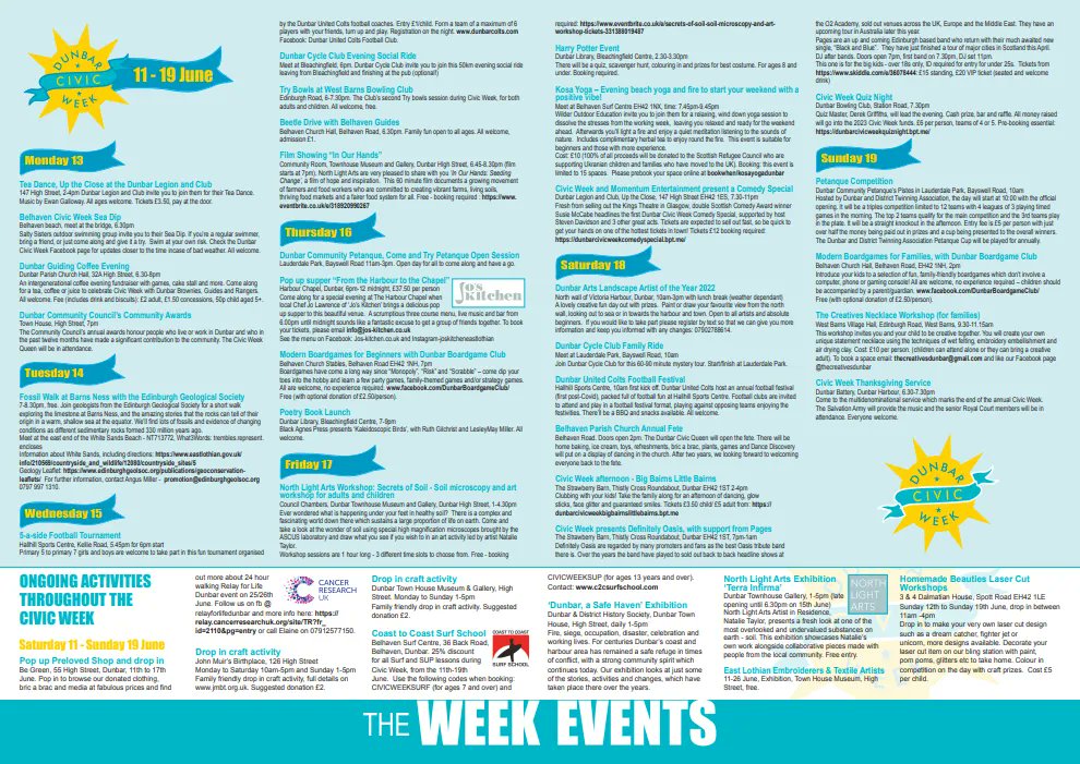 CivicWeekDunbar's tweet photo. Our full programme is now launched and the Royal Court 2022 have been announced! Details over on https://t.co/jySJeRBHmA Thanks to all the community groups that helped put the amazing programme together. https://t.co/mprct7Hblq