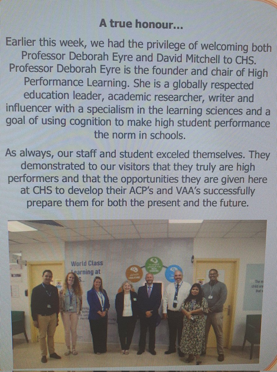 Article from this week's newsletter to parents. A very proud moment for <a href="/GemsChs/">GEMS_CHS</a> being able to welcome <a href="/eyre_deborah/">Professor Deborah Eyre</a> <a href="/HPLedu/">High Performance Learning</a> <a href="/carriebeech/">Carrie Beech</a> <a href="/ciahpl/">CIAHPL</a> <a href="/gems_wis/">GEMS Wellington International School</a> <a href="/Chargrieves/">Charlotte Grieves</a> <a href="/maryssa_o/">Maryssa O'Connor</a> <a href="/sarfrazmurad/">Murad Sarfraz</a> <a href="/KukiEducator/">Kuki</a>