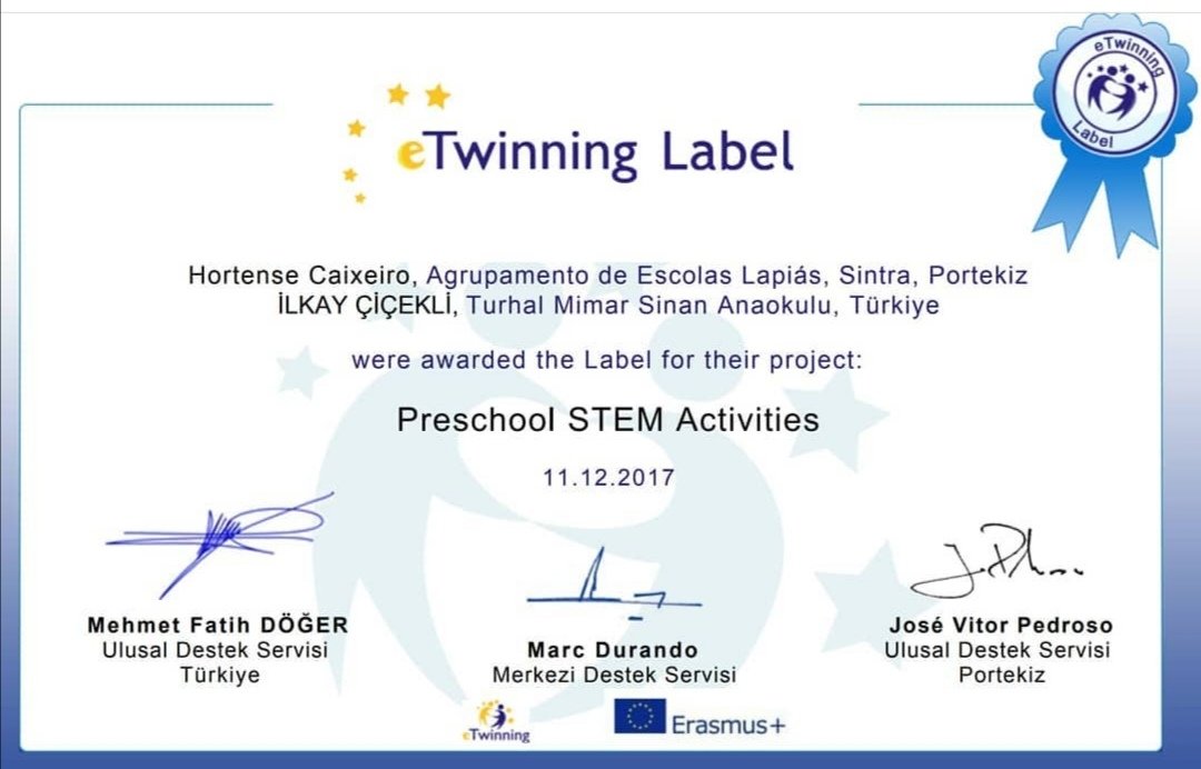 Portekiz'li ortağım ile Uluslararası Preschool STEM Activities isimli eTwinning projemiz. <a href="/tokatmem/">Tokat İl Milli Eğitim Müdürlüğü</a> <a href="/TurhalMem/">TurhalMem</a> <a href="/tokatvaliligi/">Tokat Valiliği</a> <a href="/turhalkaymakami/">Turhal Kaymakamlığı</a> <a href="/muratagar60/">Murat AĞAR</a> <a href="/tcmeb/">Millî Eğitim Bakanlığı</a>