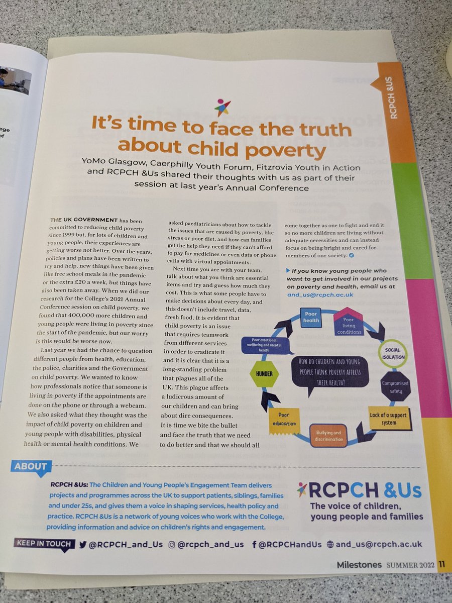 Love it when the new #RCPCHMilestones comes out! Great read on my train into London (session with 120 students aged 13-15 today to help them to #ChoosePaediatrics) full of the things that matter like #poverty & inequalities -read Pg11 from @RCPCH_and_Us & pg12 from @DrGuddiSingh