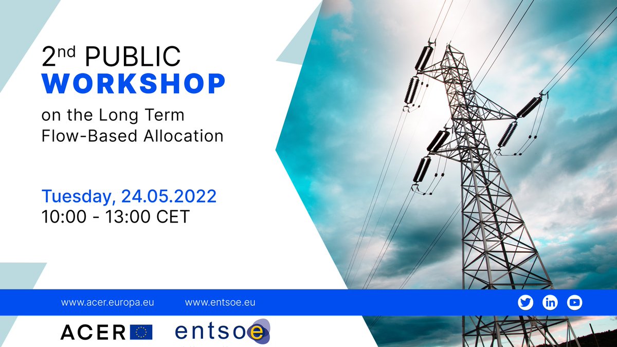 EU_ACER's tweet photo. 🏃♀️Last chance to register!
ACER & @ENTSO_E are holding the 2nd #workshop on the flow-based #CapacityAllocation processes and methodologies in the Core and Nordic Capacity Calculation Regions (#CCR).
🗓️Tuesday 24 May (10:00-13:00)
Read more & register👉https://t.co/a9LX9l7LAA https://t.co/qsDxzOnuWE
