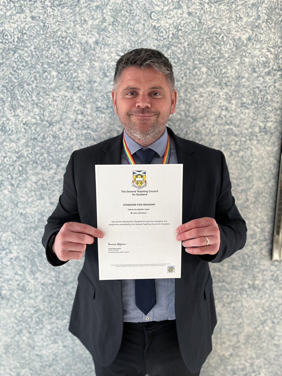 CastlebraeCCC's tweet photo. Our very own Mr Johnstone receiving recognition for achieving his Standard for Headship yesterday afternoon. #IH6 #EdScotl2H #MEdLL #leadGTCSES https://t.co/AcXWSbIB4G