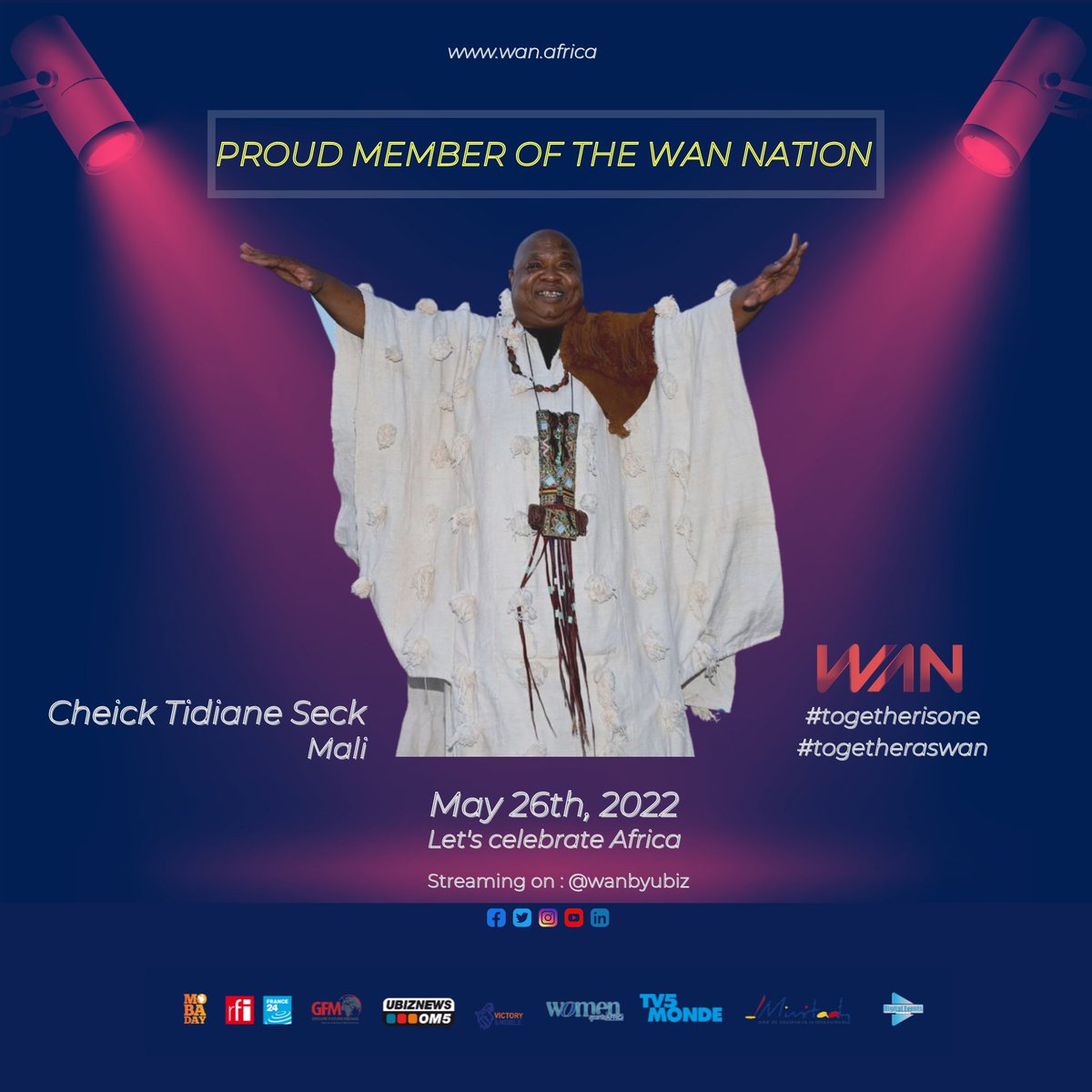 WANbyUbiz's tweet photo. Let's join Cheick Tidiane Seck, Annie Flore Batchiellilys, Simhotep-Ankh and Ayidissa for the WAN SHOW 2022 on May, 26th.
Be there ✌🏾✌️

#iamwan #togetherisone #togetheraswan #africa #diaspora #digitalevent #roundtables #sports #education #virtualconcert #tribute https://t.co/hQo8glZYia