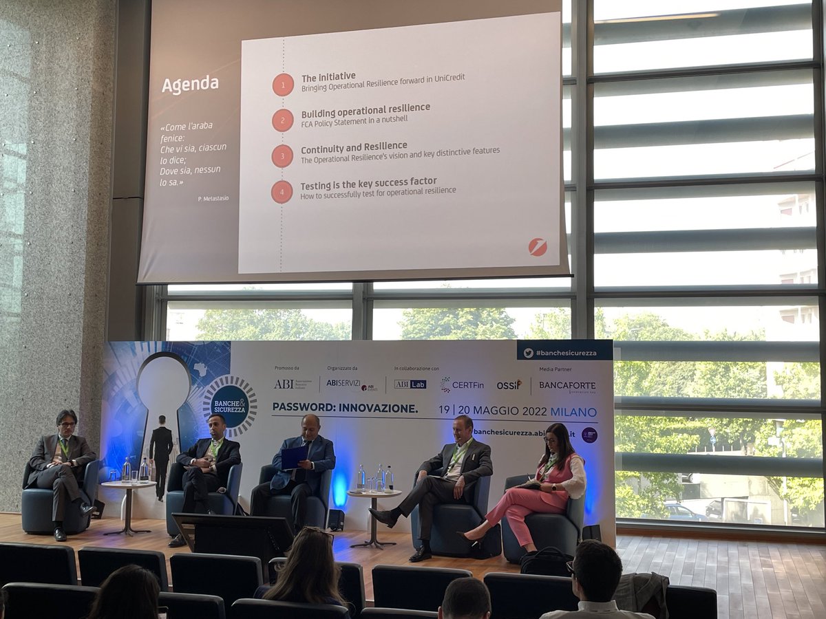 BancaforteABI's tweet photo. #BancheSicurezza Parliamo di #resilience e #CyberSecurity con #Piperno #Cerfin #Proserpio @Kyndryl #Speich @UniCredit_IT #Trama @PwC_Italia #Zezza @DellTechItaly #direttastreaming https://t.co/06VQvFnuo5 https://t.co/IKVoCDhhWT